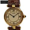 925 Must Vendome Vermeil SM Ivory Dial QZ Leather Watches Ivory / GoldUsed