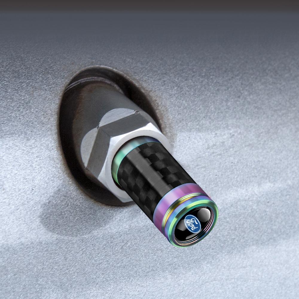 4Pcs Carbon Fiber Car Wheel Tire Valves Cap Dustproof Cover Accessories For Ford Mustang Foose Explorer Mondeo Shelby Fiesta ST