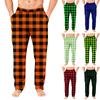 Men's Plaid Print Flannel Comfort Casual Straight-Leg Trousers