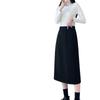 Angora Red Half Skirt for Women, Woolen High Waist New Mid-Length Skirt for Petite Figures, Long Skirt with Slit, One-Step Bodycon Skirt