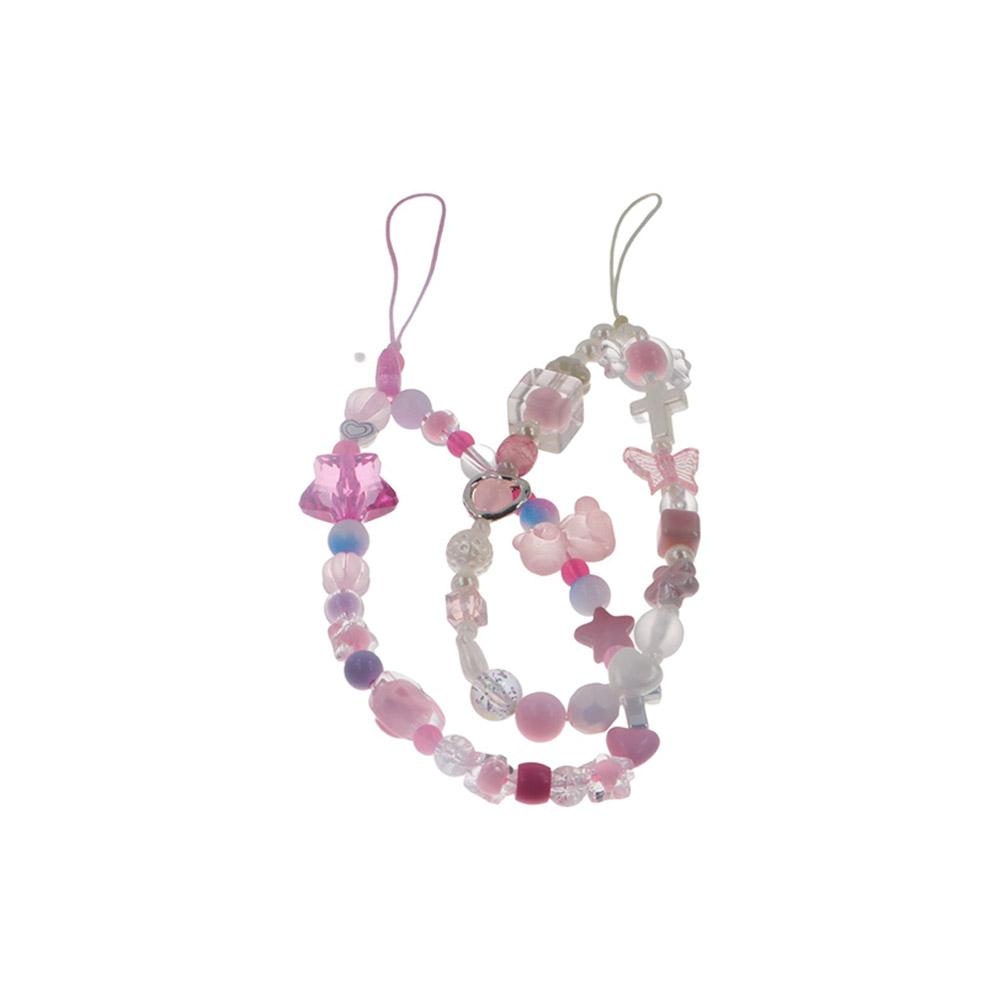 Heart Star Cellphone Strap Pink Pearl Cool Girl Phone Chain Lovely Y2k Phone Lanyard Jewelry Gift