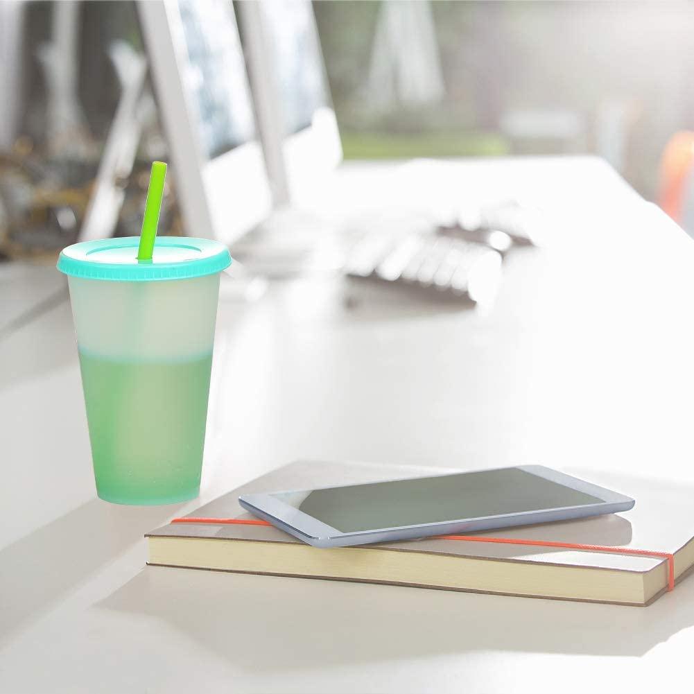 5 шт. в упаковке, многоразовые стаканы, меняющие цвет, 720 мл, дорожный стакан для холодных напитков с крышкой и трубочкой, многоразовые термохромные стаканы, меняющие цвет