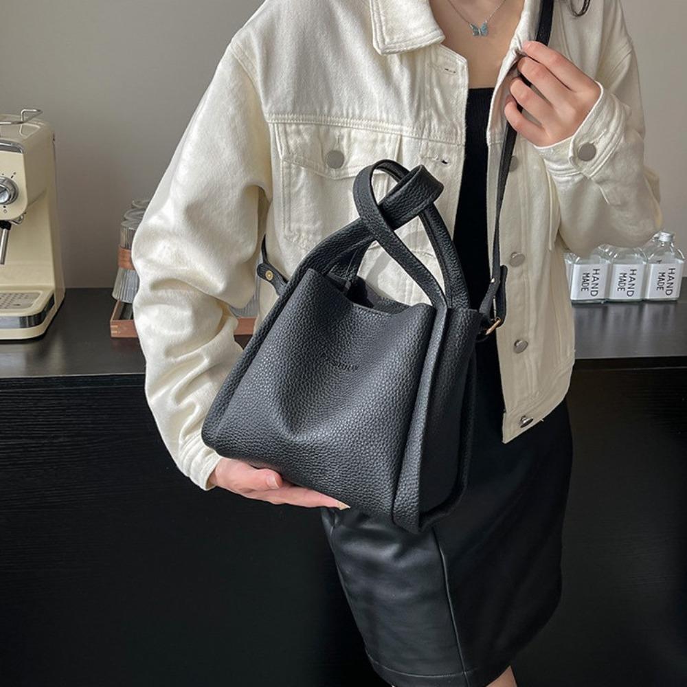 Korean Style Female Shoulder Bag Large Capacity Crossbody Totes Leather Top-handle Bags Daily