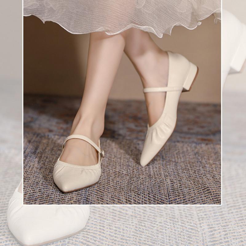 Pointed High Heels French Soft Sole Shoes Versatile Light Women's Shoes One-strap Shallow Mouth Mary Jane Shoes