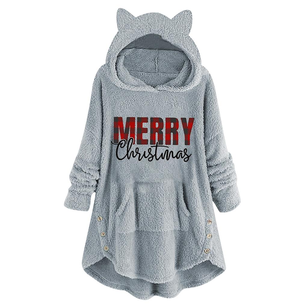 Women's Fashion Autumn And Winter Printing Long-Sleeved Hooded Double-Sided Fleece Sweater