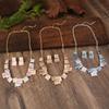 Colored Oil Geometric Square Earring Necklace Set
