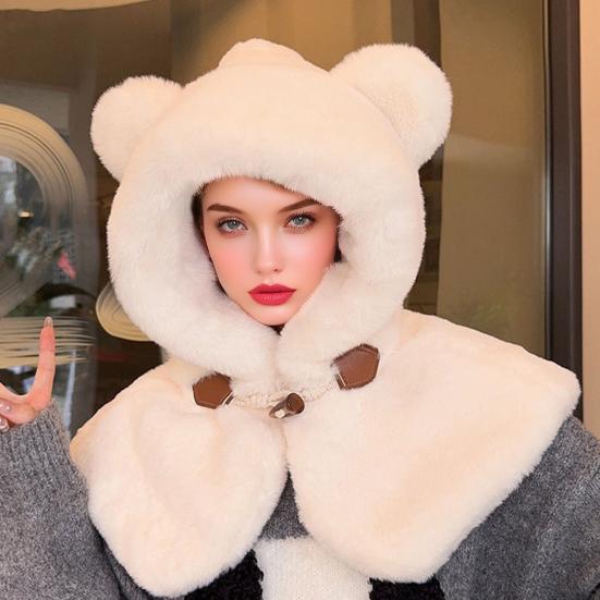 Женская шапка вязаная ветрозащитная теплая эластичная однотонная термо-зимняя шапка для походов