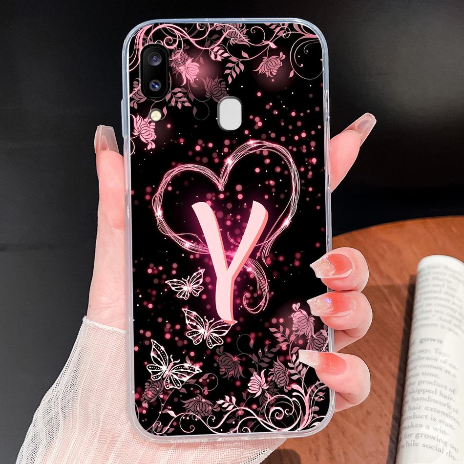 For Samsung Galaxy A20 A20S A21 A30 A30S Phone Case Butterfly Letters Soft TPU Clear Silicone Shell For Galaxy A 20 A 30 Housing