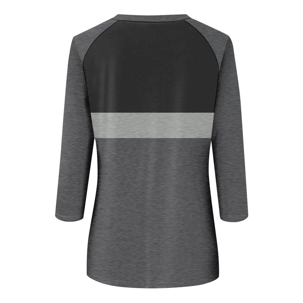 Женская модная повседневная рубашка с круглым вырезом и рукавами 3/4, свободная футболка с принтом, женский топ