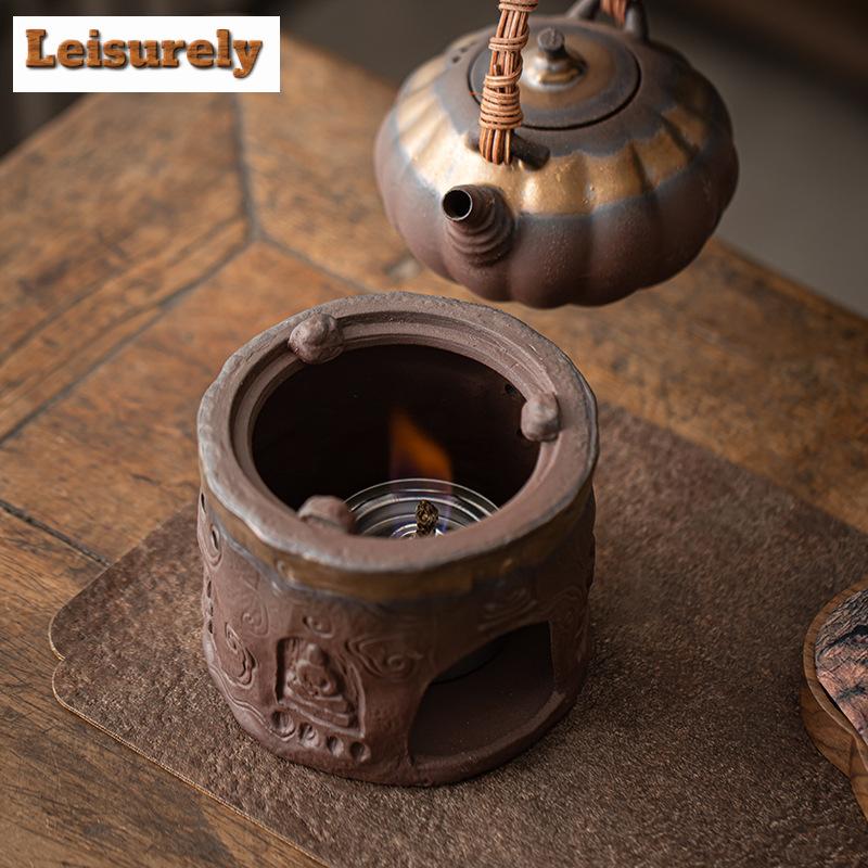 Ретро позолоченная железная глазурь, алкогольная греющая печь для чая, китайская грубая керамика, кипящая вода, чайник с боковой ручкой, нагреватель для чая, печь
