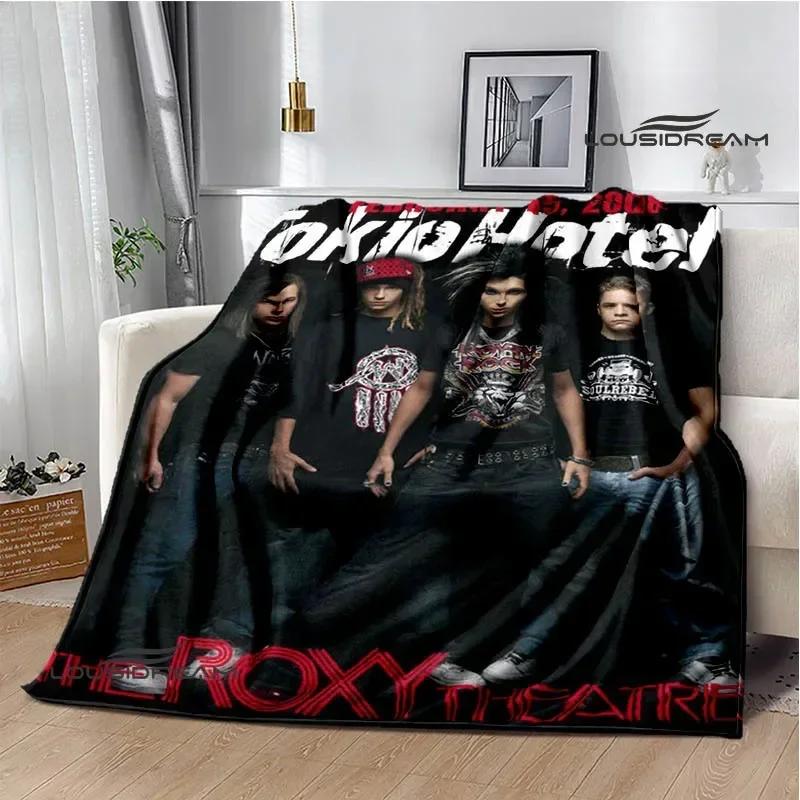 Плед с принтом рок-группы Tokio Hotel Плед для пикника Фланец Теплый плед Домашние и дорожные пледы Постельные принадлежности Подарок на день рождения