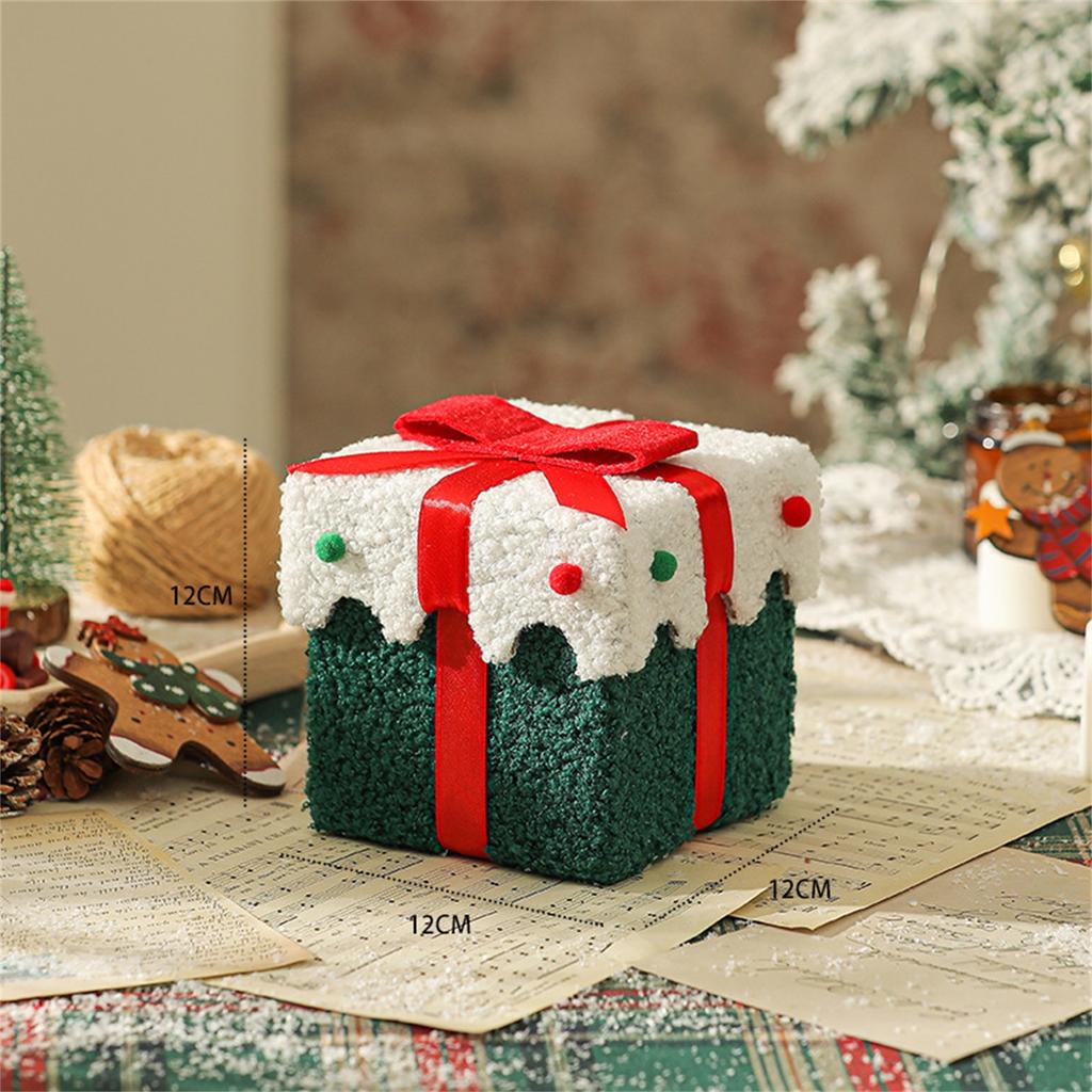 Christmas Decoration Gift Box Thick Velvet Gift Box With Bow, Suitable For Christmas Indoor And Outdoor Home Garden Party Decoration