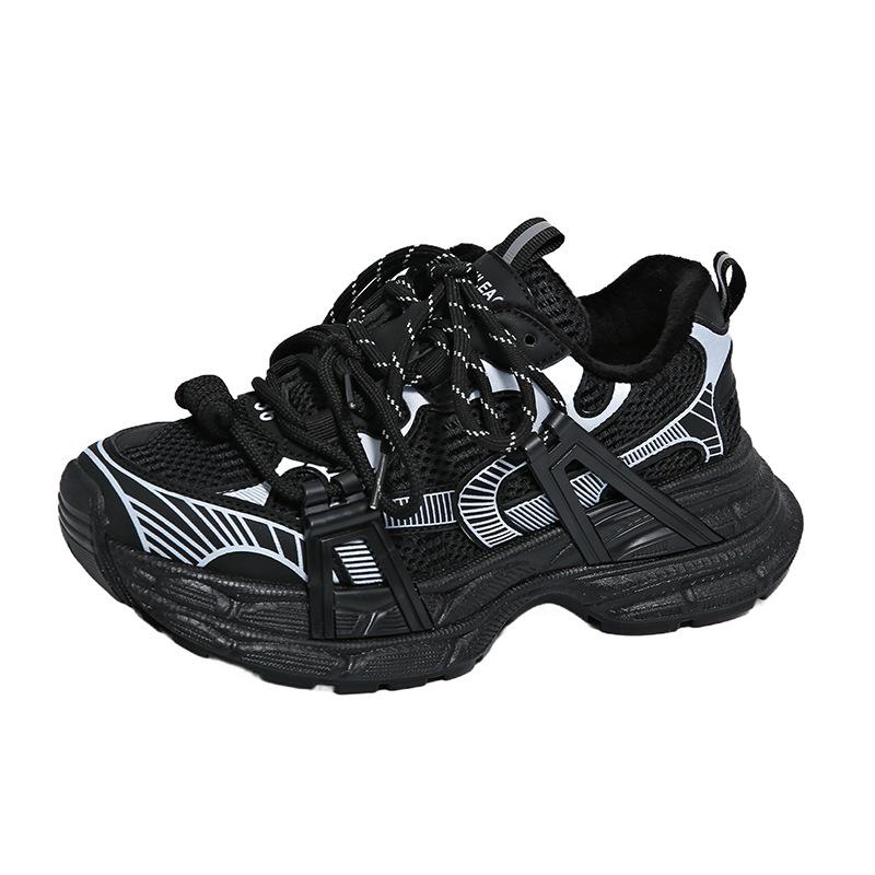 Женские зимние кроссовки на толстой платформе, теплые прогулочные туфли с подкладкой из искусственного меха, удобные кроссовки для тренировок и бега на шнуровке с флисовой подкладкой для женщин