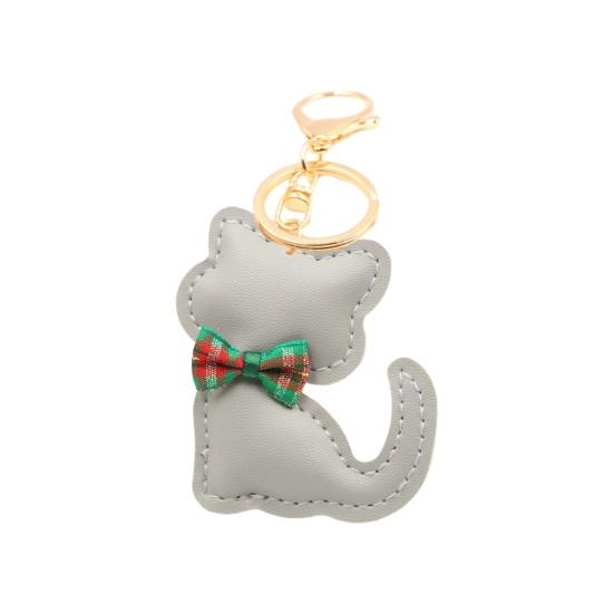 Брелок-кулон с мультяшным котом и бантом, декор из искусственной кожи, очаровательный брелок с котенком, изящная подвеска для сумки