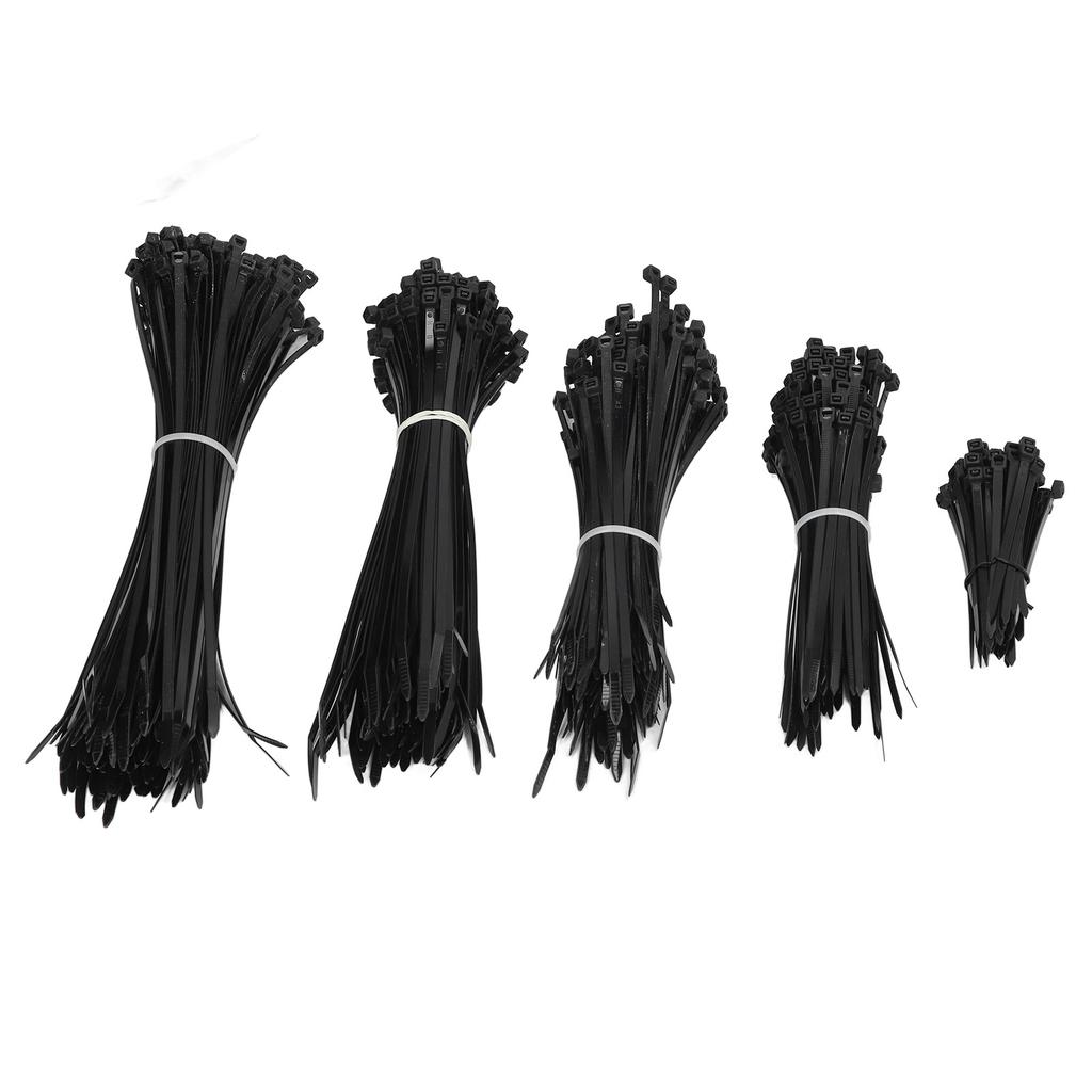 700Pcs Cable Tie 40lb Strength Hose Zip Self Locking Set Kit for Wire Line Black