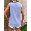 Летняя женская рубашка без рукавов, жилет на пуговицах, модная элегантная плиссированная рубашка, женская однотонная, с лацканами, простая свободная повседневная майка, женская одежда 3653