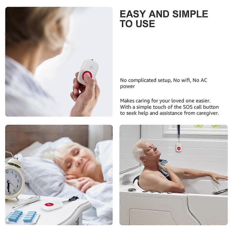 Caregiver Pager Wireless Nurse Call Buttons for Elderly Monitoring SOS Alert System Portable Alarm Call Bell