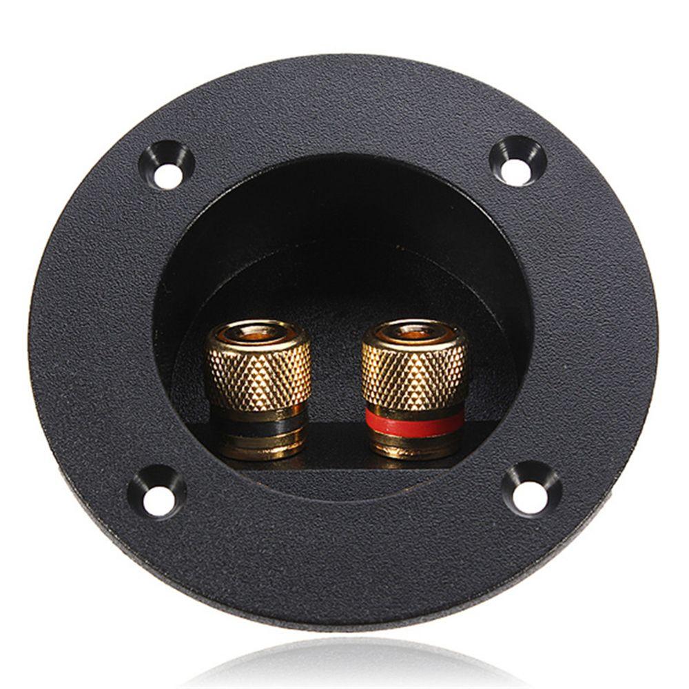 Black Brand New Speaker Terminal Connectors Round Boxes with 2 Banana Jack Gilded Subwoofer Stereo Plug Spring Cup Connection
