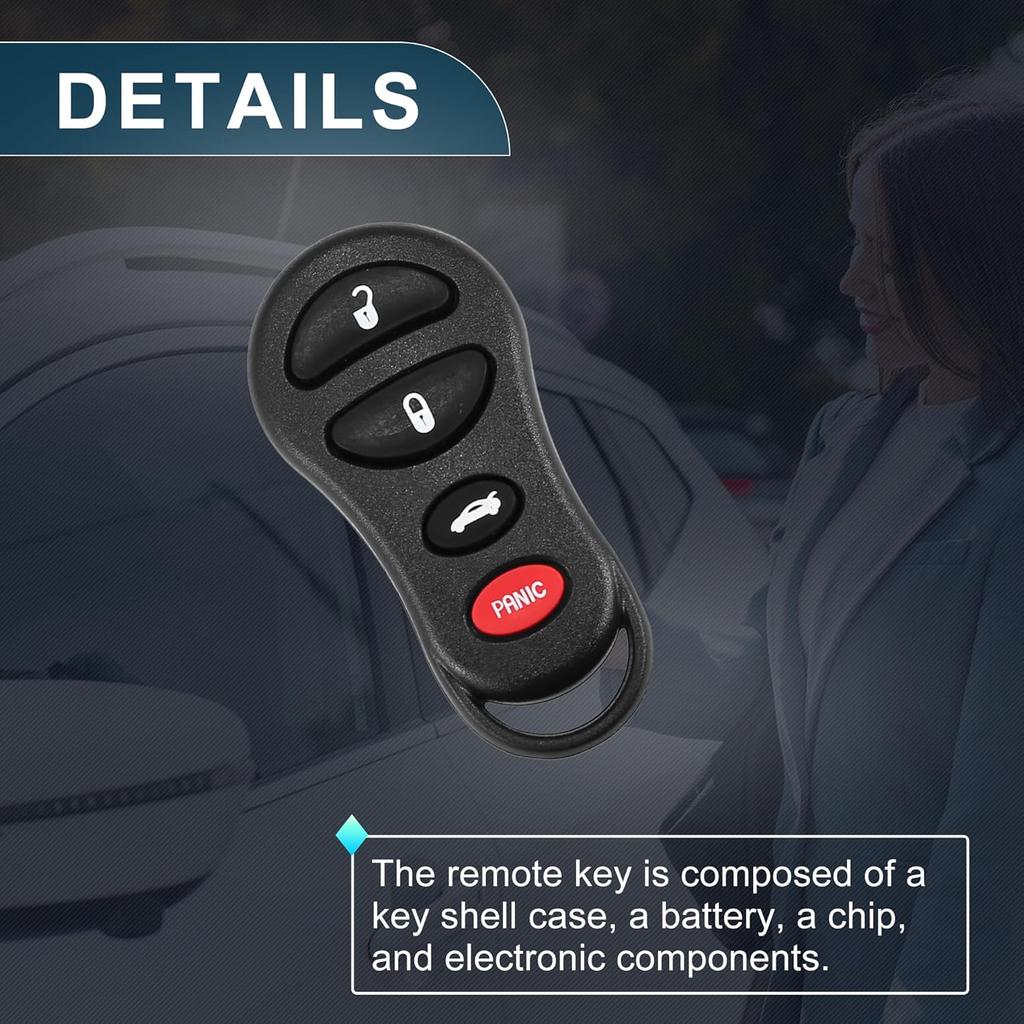 Keyless Entry Remote for Jeep Liberty 02-04 315Mhz GQ43VT17T 4 Button Reusable | Control Replacement Car Key Fob 1 Pcs for Dodge Stratus 01-06 for