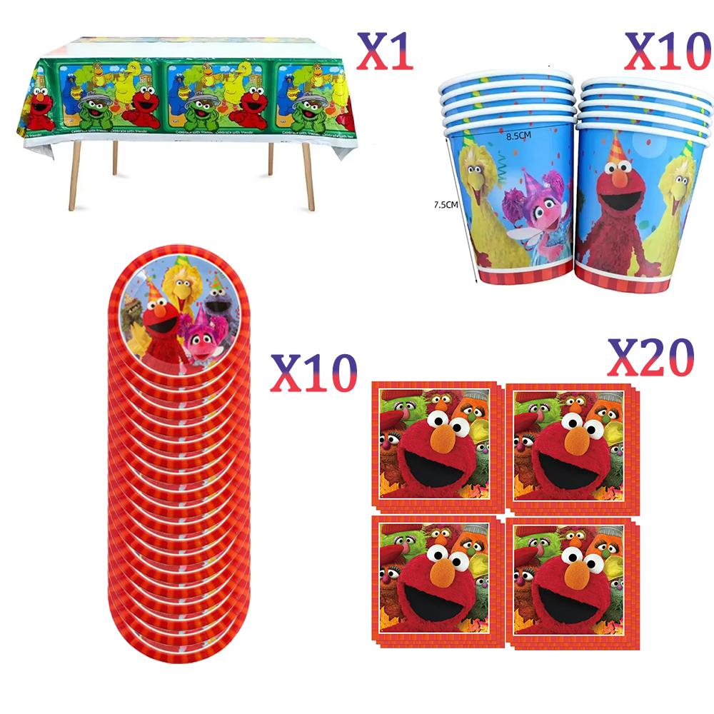 Birthday Balloon Party Decoration SEsame-Streets Theme Plates Cake Toppers Banner For Kids Birthday Party Supplies Baby Shower