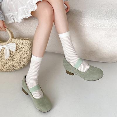 Модные абрикосовые ретро туфли на толстом каблуке с открытым вырезом и внутренней платформой, женские, 2025, новая летняя юбка, туфли Мэри Джейн