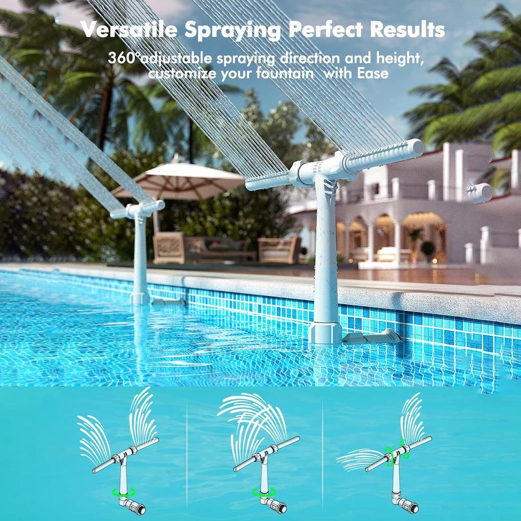 Pool Spray Fountain Double-head Waterfall Swimming Pool Fountain High-Pressure Swimming Pool Sprinkler Fountain Accessories
