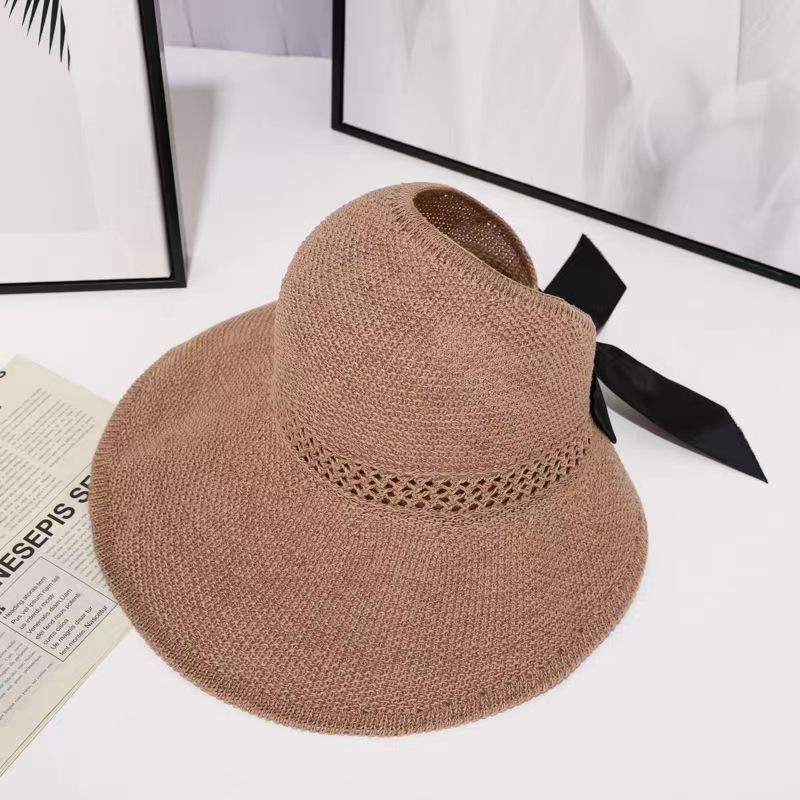 Женская шляпа от солнца с бантом, пустой цилиндр, складная кепка от солнца с большими полями, защитная шляпа от солнца с большими полями, летняя крутая универсальная шляпа