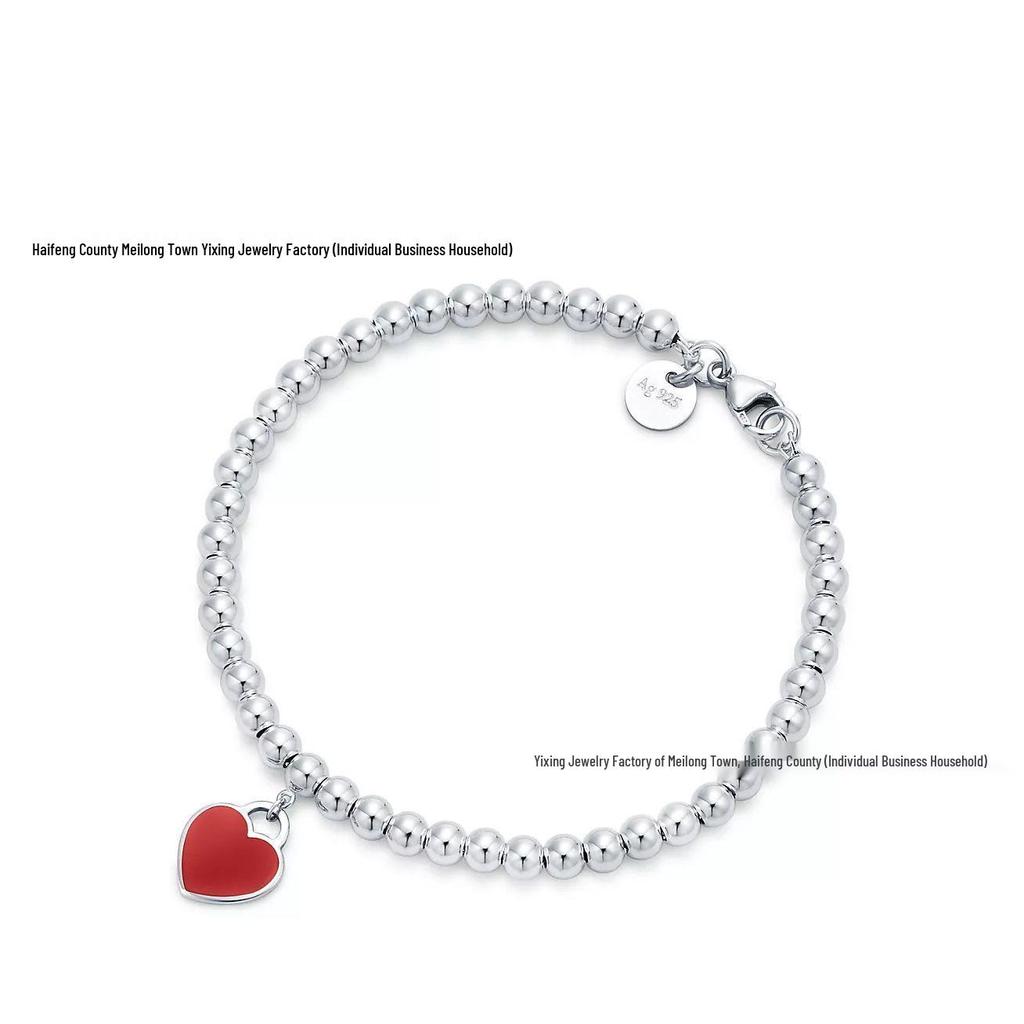 Браслет-сердце T House Высокая версия с посеребрением с эмалированными сердцами синего, красного и розового цветов - Универсальные женские украшения в форме сердца.