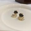 Unique Vintage Temperament Black Camellia Style Earrings