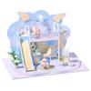 Moin Moin Scale Dollhouse Miniature DIY Kit Set with English and Light Blue Colors LED Light Acrylic Case 2108DH285 1/24 Instructions, Sheep, Bed,