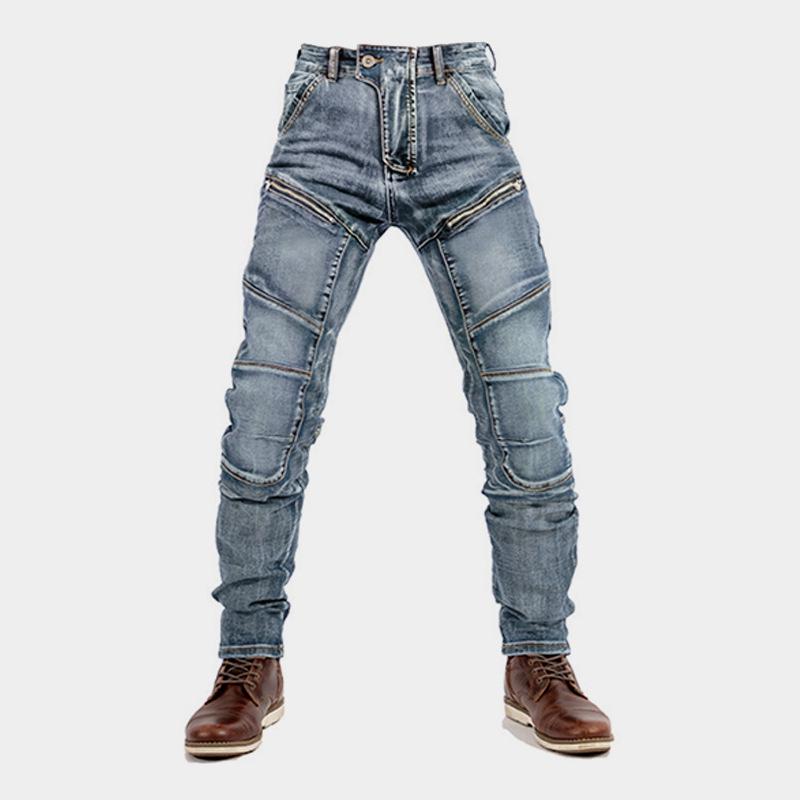 Kevlar Motorcycle Riding Pants - Slim Fit, Double Zipper, Four Seasons, European & American Style, Anti-Drop Racing Jeans.