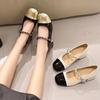 Popular French pearl thick heel small leather shoes color matching single shoes 2024 autumn new temperament mid-heel shoes Mary Jane women's shoes