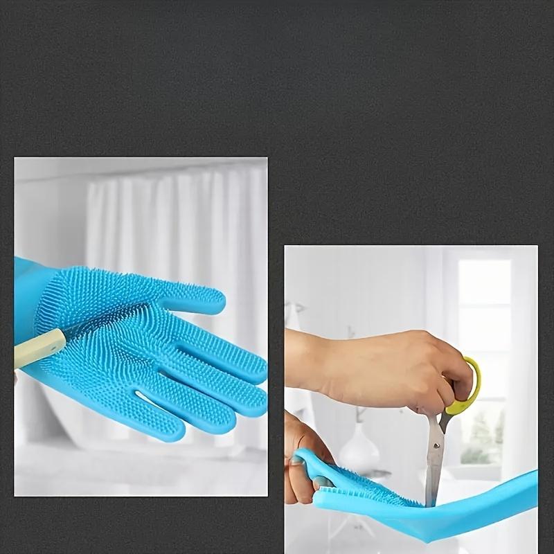 1 Pair 2-in-1 Silicone Pet Bath Gloves & Brush for Dogs, Massage & Bathing Supplies, Thick Gloves