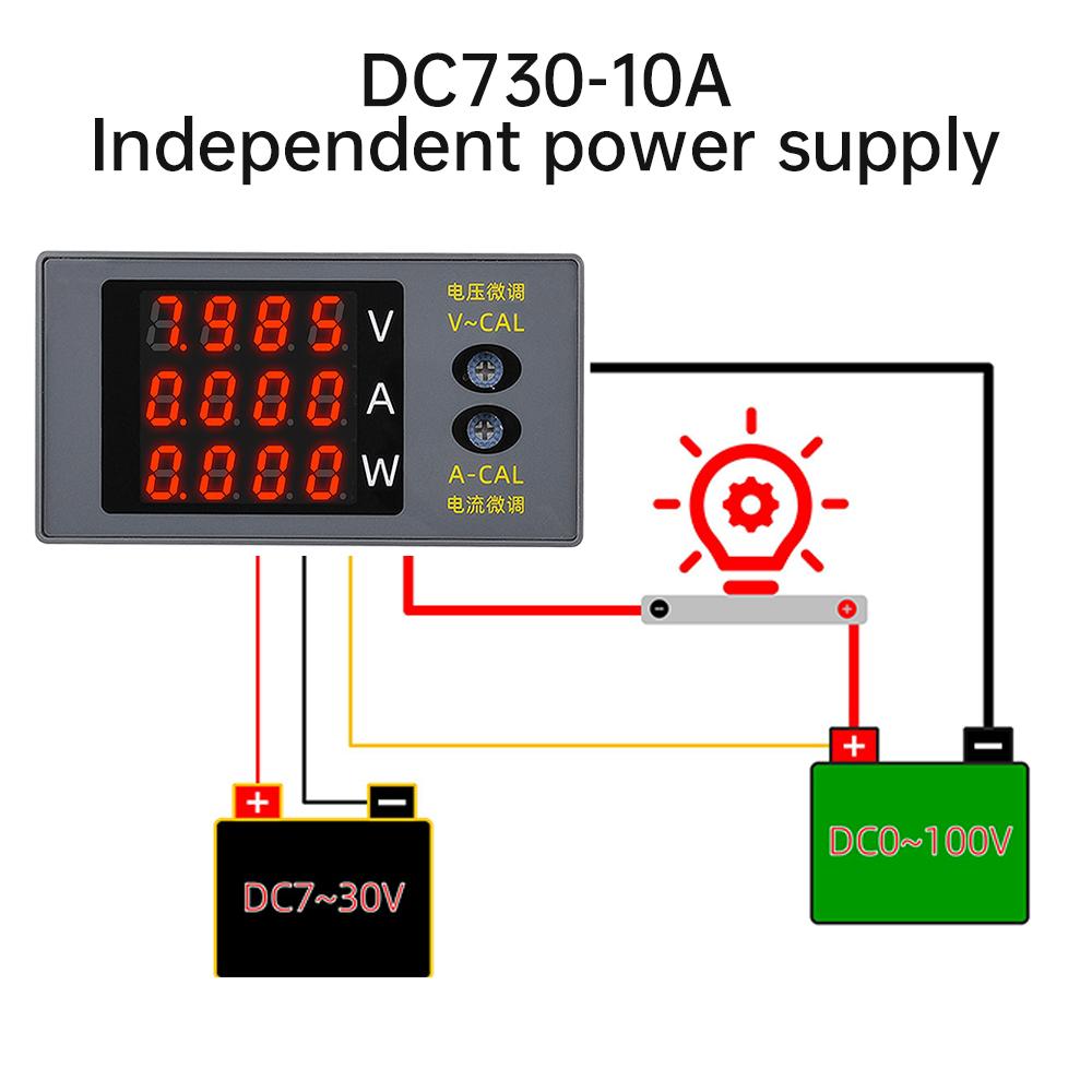 DC730 Четырехзначный цифровой вольтметр, амперметр и ваттметр DC 0–100 В, 10 А, 1000 В Напряжение и ток могут быть точно настроены