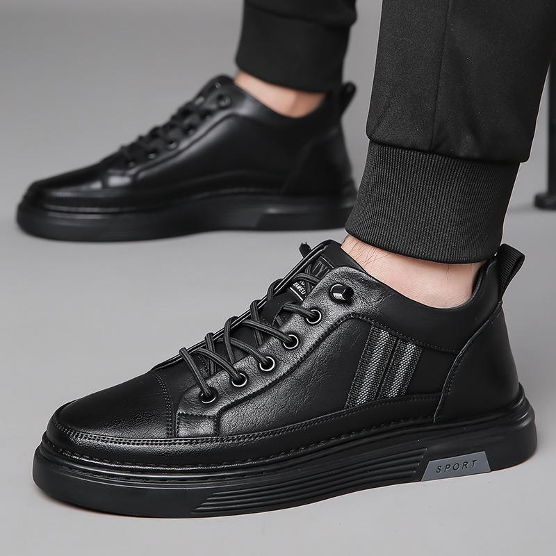 Мужская обувь 2024 года, осенне-зимняя, бархатная, теплая, повседневная, черная, с одной педалью, для вождения, легкая, кожаная обувь прилив