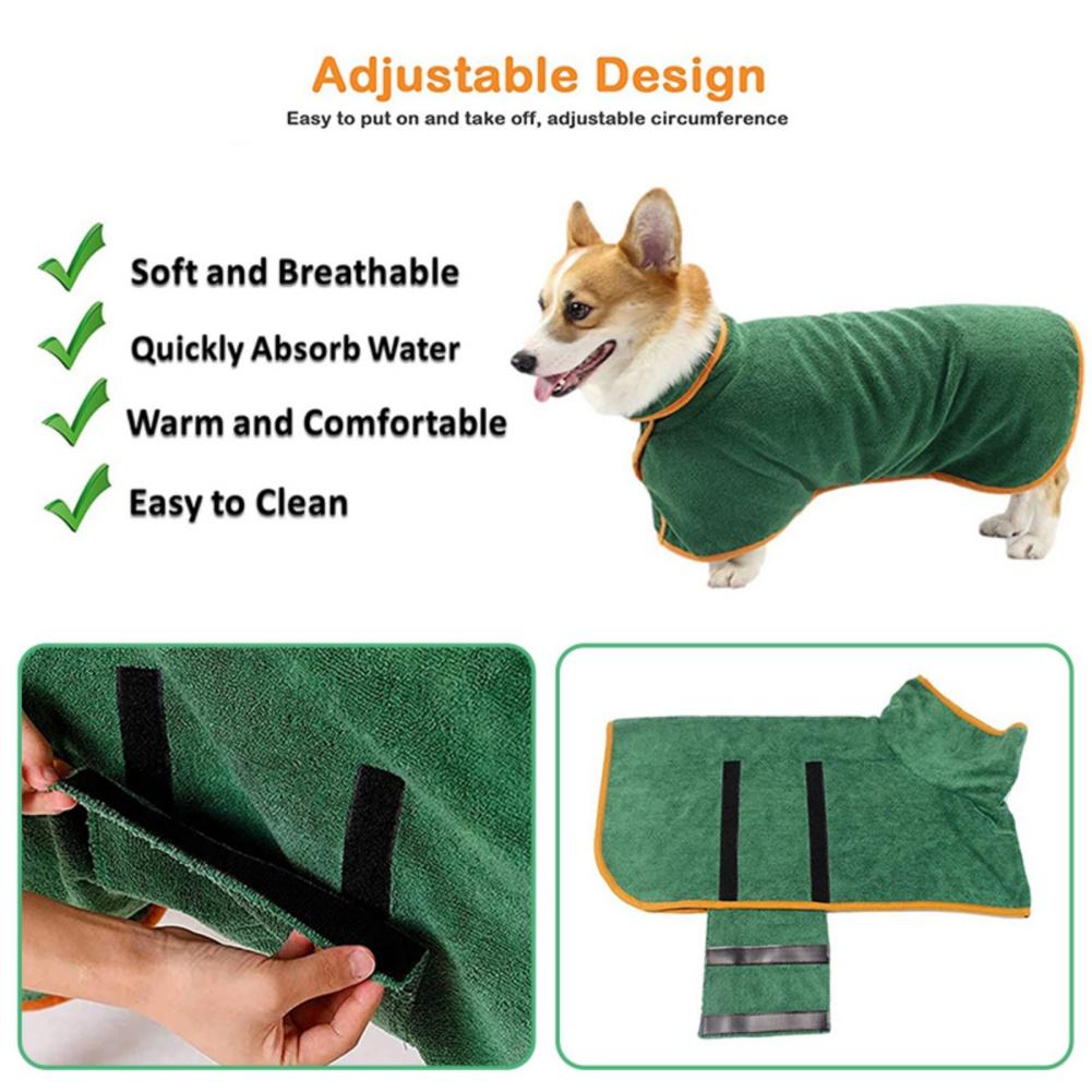 Pet Dog Bathrobe Super Absorbent Pet Bath Towel Quick Dry Soft Adjustable Bath Bags Robe