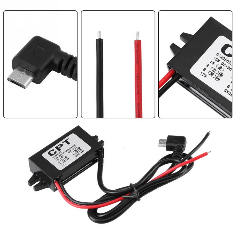- 12V To 5V 3A USB Converter Voltage Step Down Regulator for Car Smartphone