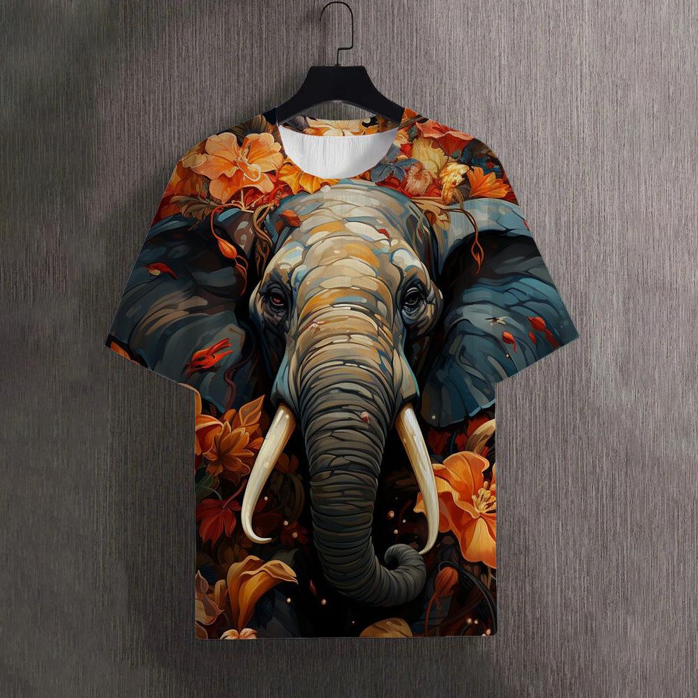 Мужские футболки летние топы с рисунком животных слонов 3D-принт футболки женские уличные модные футболки больших размеров мужская одежда топы