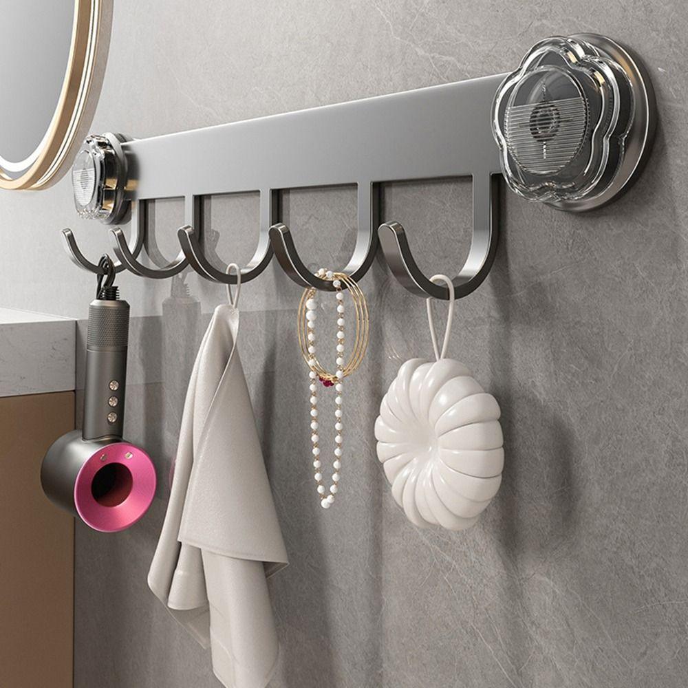 No-Punch Clothes Storage Hook Carbon Steel Entryway Storage Rack Sundries Storage Hook  Bathroom