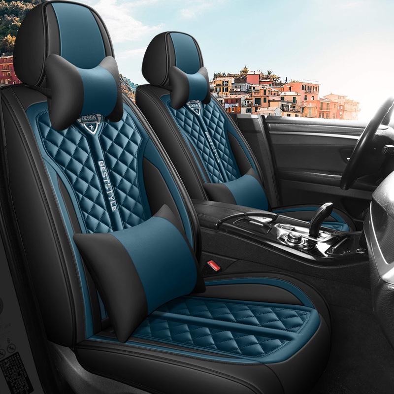 Universal Four-Season Cartoon Leather Car Seat Cushion Set for Five Seats