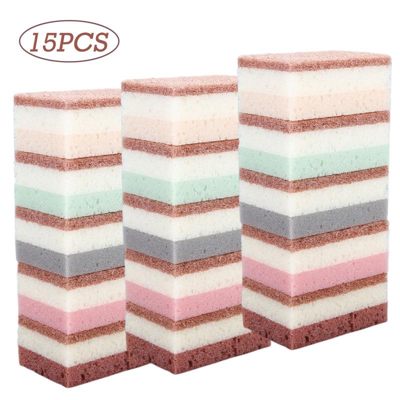 5/10/15PCS Cleaning Sponges Double-Sided Absorption Sponge for Washing Pot Bowl Reusable Kitchen Clean Brush Home Cleaning Tools