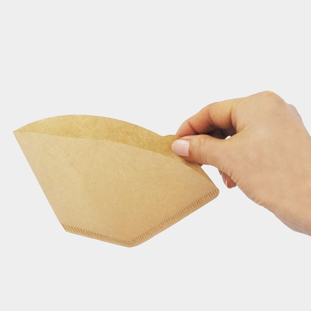 Okabe Coffee Filters, 2-4 Cups, Made In Japan, Trapezoidal, Brown, Unbleached, Easy-Open, with Tabs, 100 Filters Per Pack (5 Packs), Total of 500