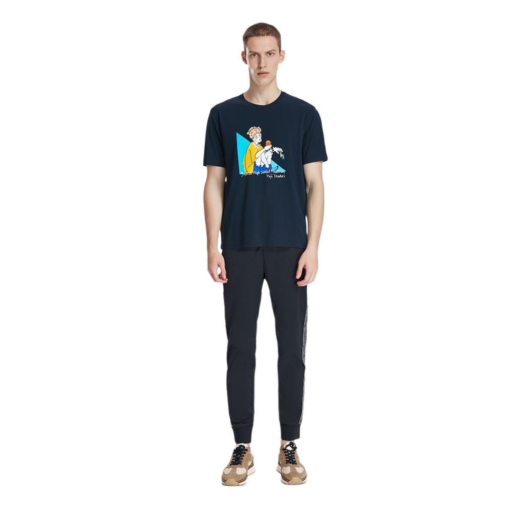 Uniqlo × Jujutsu Kaisen Коллаборация Мультяшный Принт Футболка с Круглым Вырезом Унисекс Топы Темно-Синий 440684-69