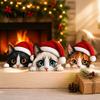 Holiday Table Decoration Cute Cat Shelf Sitter, Wooden Christmas Hat Peeking Desk Figurine, Funny Animal Craft Sign, Lover Gift for Home Office Tiered
