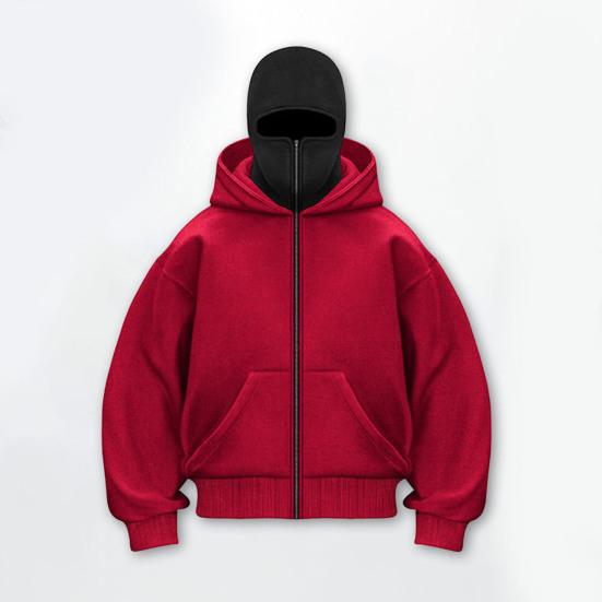 Зимняя теплая толстовка с капюшоном, однотонная повседневная куртка унисекс с двойным капюшоном, свободный крой, толстая теплая толстовка, пальто