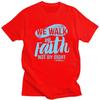 Мужские футболки на заказ в винтажном стиле 'Walk By Faith Not By Sight', повседневные, из чистого хлопка, оверсайз, подарок