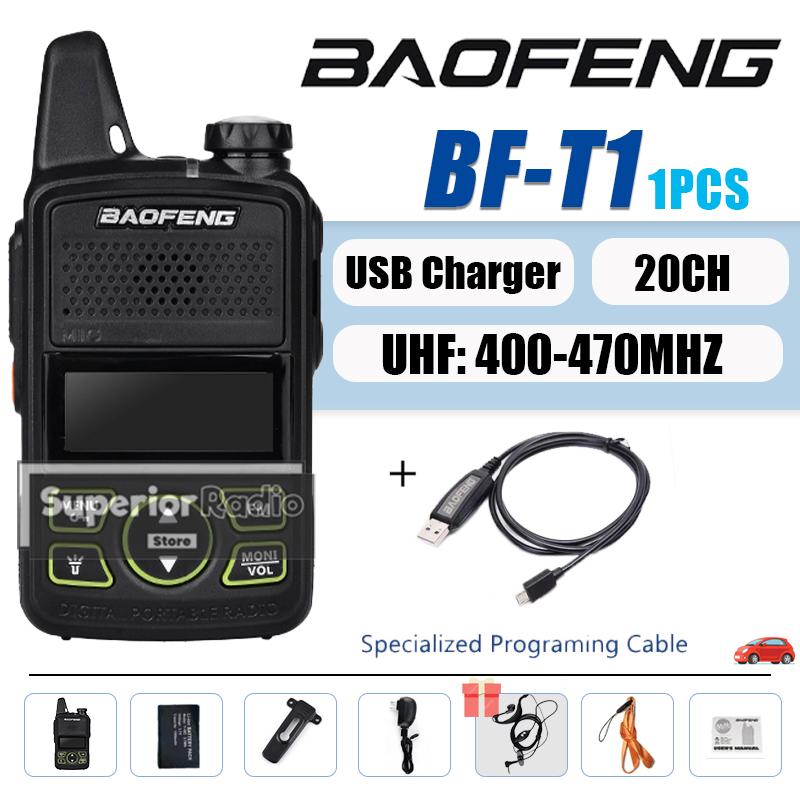 Baofeng BF-T1 Mini Walkie Talkie 1/2/4PCS UHF 400-470Mhz USB Charger Portable Two Way Radio 1500mah 20CH Kids Gifts Transceiver