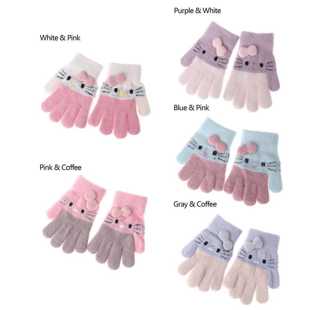 Years Rabbit Wool Soft Children's Gloves Knitted Thermal Gloves Full Finger Mittens Kids Gloves