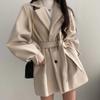 Korean Version of Chic Autumn and Winter Loose Style Coat Women's Woolen Suit Collar Mid-length Woolen Coat Women