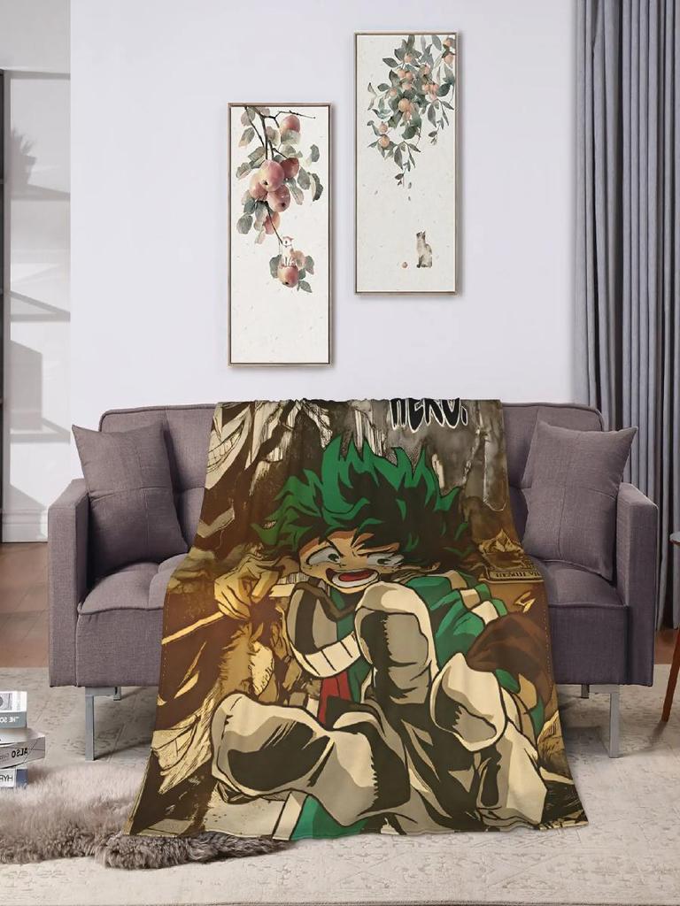 My Hero Academia Flannel Throw Blanket Soft Durable Winter Bedspread Comfortable Sofa Cover for Boys Girls Indoor Outdoor Use